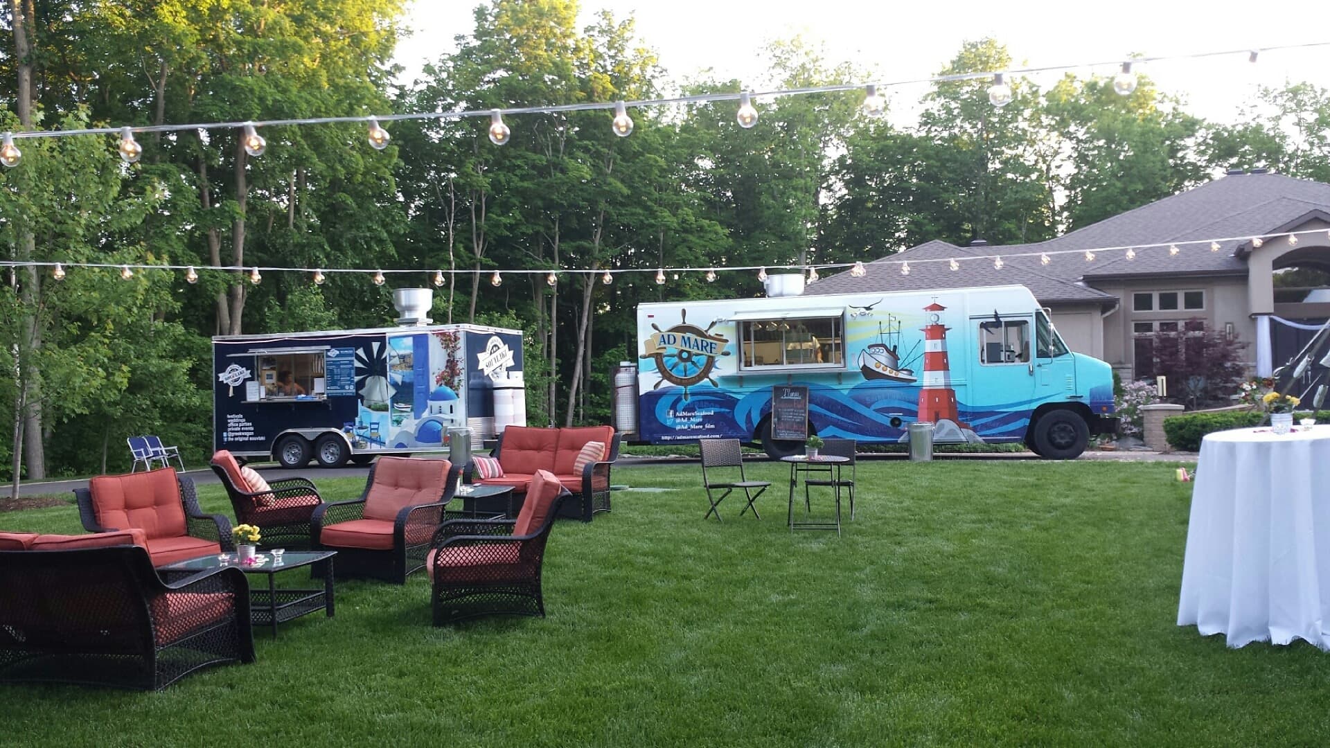 Mobile catering truck serving street food at a wedding