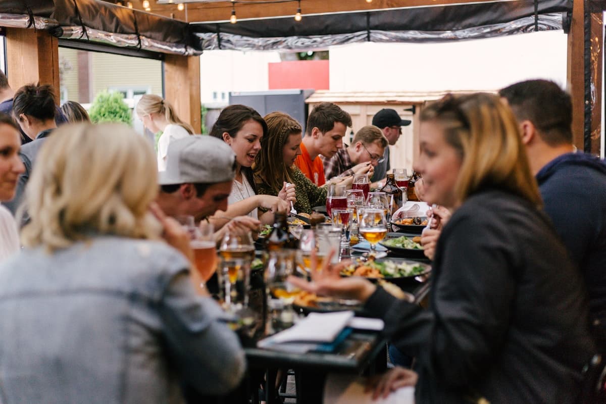 Guests choosing dishes at a catered gathering