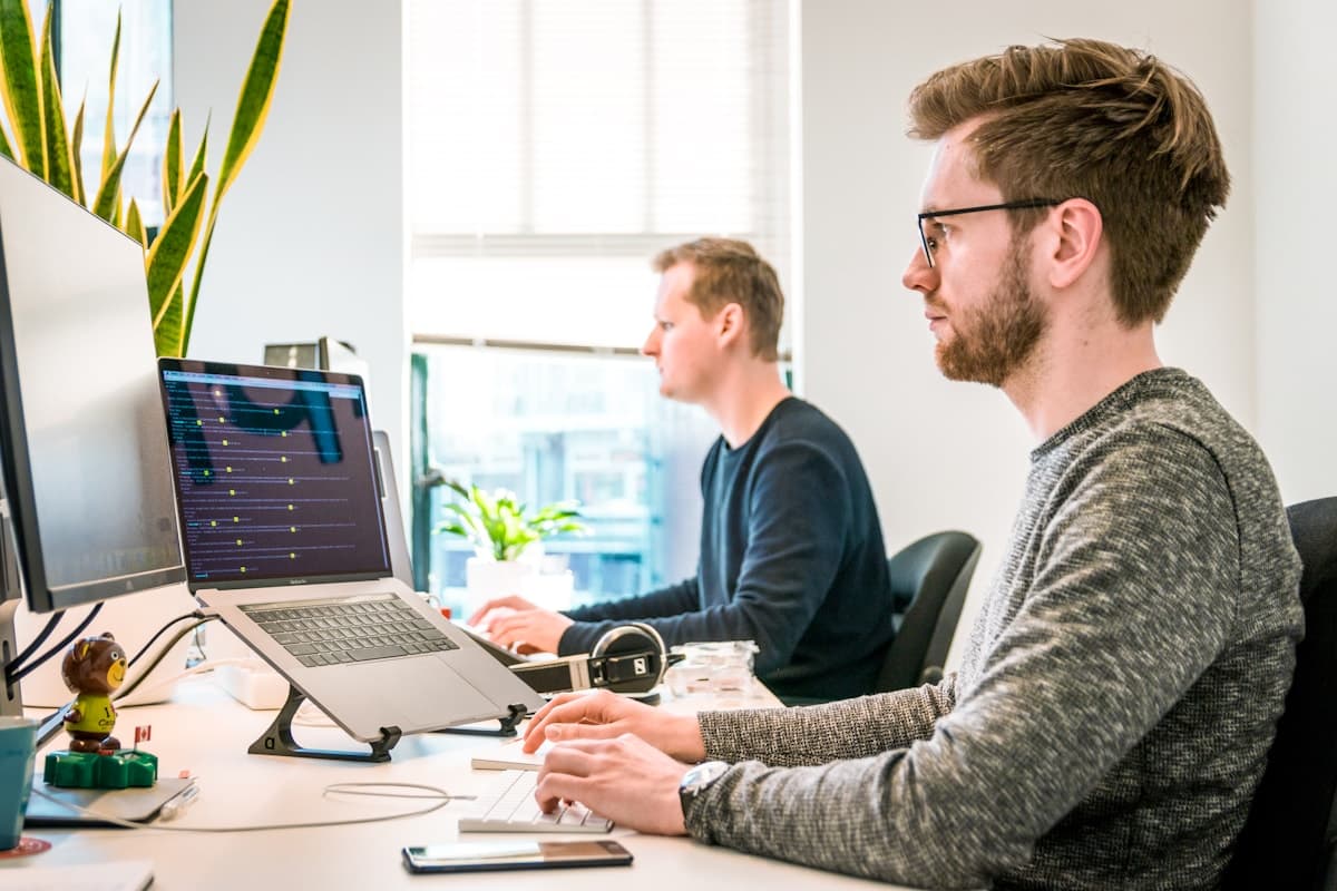 Professional dashboard review at a workstation